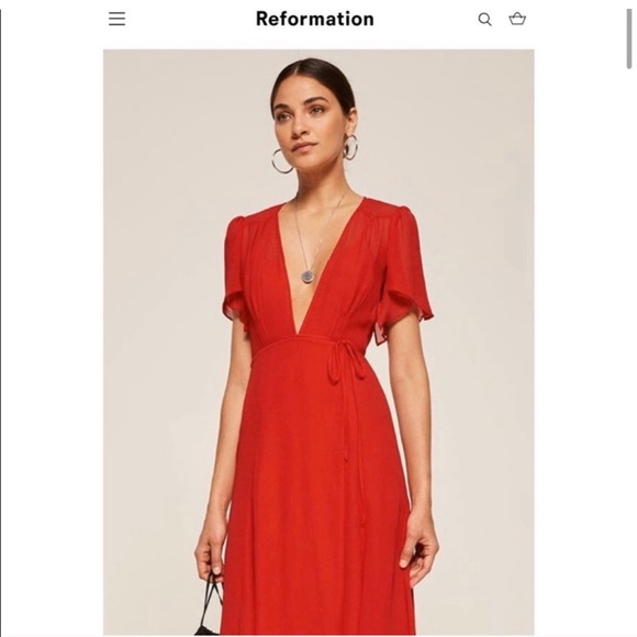 Reformation Frances Red Wrap Dress - Picture 8 of 8